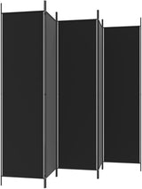 5-Panel Room Divider in Elegant Black - Versatile usage, Durable Fabric and Iron Construction, Compatible for Living Room and Bedroom, Modern Style, Foldable for Easy Storage, 250x200 cm