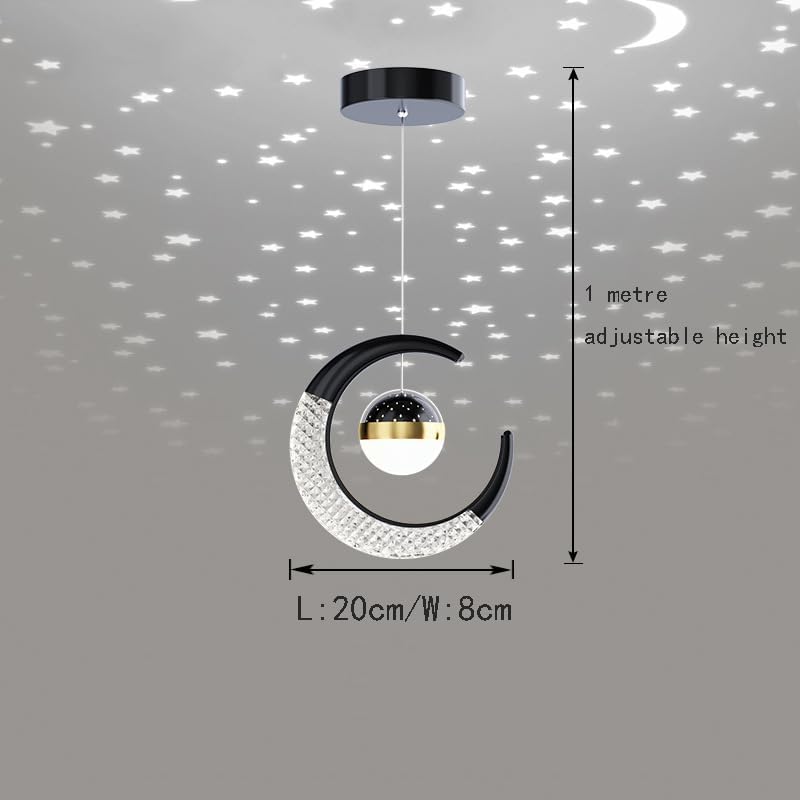 Moon Pendant Lamp, Ceiling Lamp, Creative Styling, for Bedroom Living Room Restaurant Bar Kitchen (Gold, Cool White)