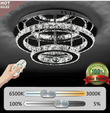 Luxury Crystal 36W Ceiling Light Flush Mount Chandelier Bedroom light Remote