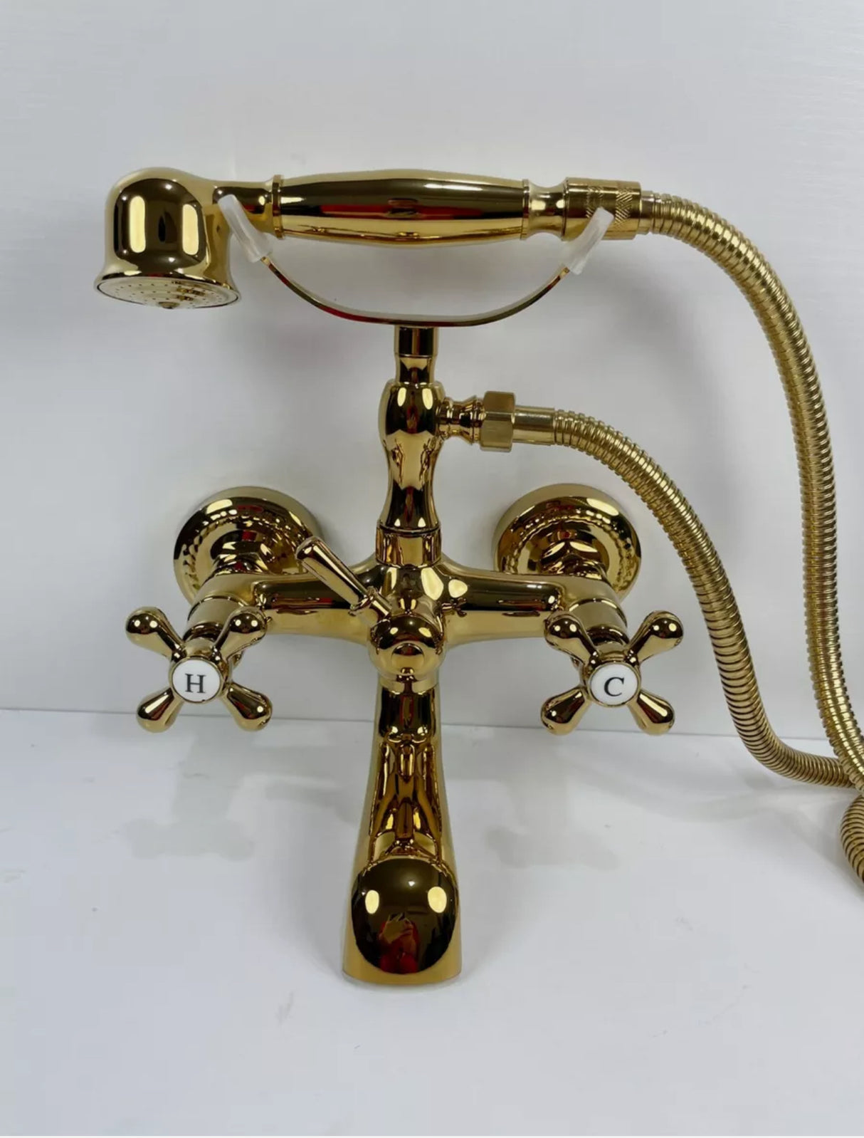 Gold Bathtub Faucet Brass Telephone Shower Set With Handheld Shower Head AU