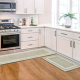 Rubber Non-Slip Washable Absorbent Kitchen Rugs and Mats Set of 2, Kitchen Mats for Floor Kitchen Runner Hallway Laundry Room in Front of Sink Beige Grey - 43 x 73 and 43 x 118 cm