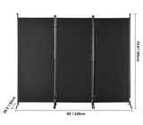 3 Panel Room Divider Stand Folding Privacy Screen 226 x 185cm Dark Black