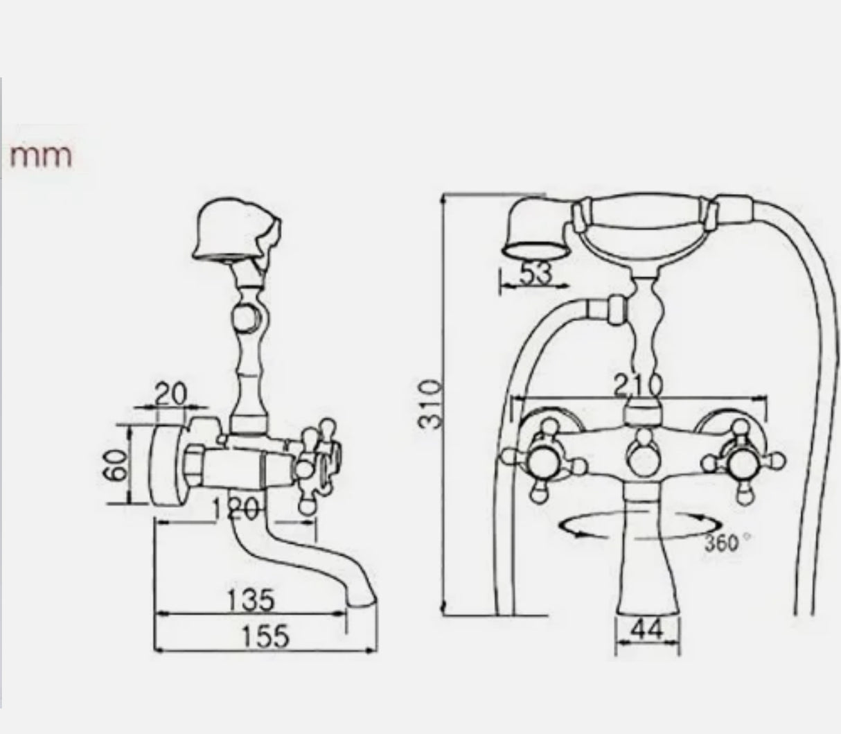 Gold Bathtub Faucet Brass Telephone Shower Set With Handheld Shower Head AU