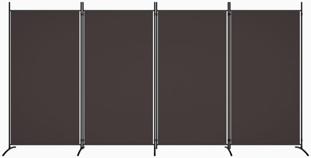 4-Panel Room Divider - Privacy Screen with Brown Fabric - Foldable and Versatile - Perfect for Bedroom or Living Room