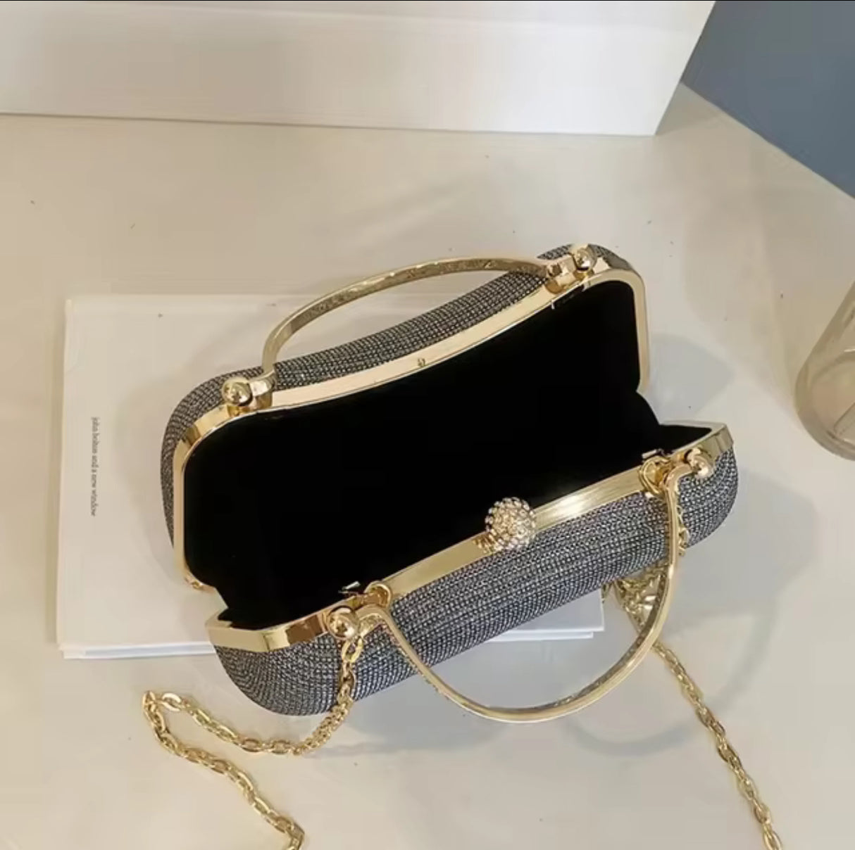 Evening Clutch Bag Women Bag Shiny Handbag Heart Shape Metal Clutches Bag Fashion Chain Shoulder Crossbody Luxury Lady Purse