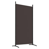 4-Panel Room Divider - Privacy Screen with Brown Fabric - Foldable and Versatile - Perfect for Bedroom or Living Room