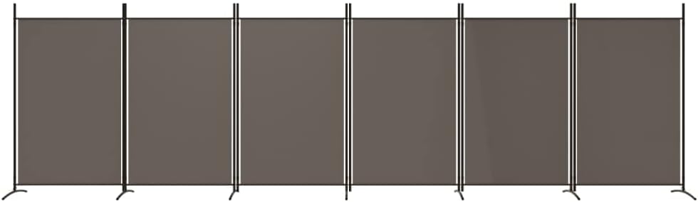 Durable Fabric 6-Panel Room Divider - Anthracite - Versatile Utilisation, Easy to Store, Provides Sun Blockage and Privacy Protection