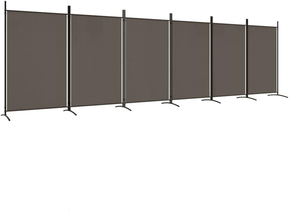 Durable Fabric 6-Panel Room Divider - Anthracite - Versatile Utilisation, Easy to Store, Provides Sun Blockage and Privacy Protection