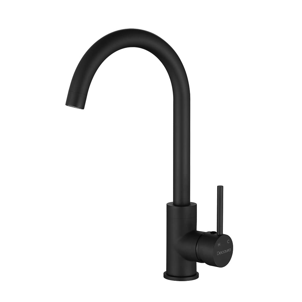 WELS Kitchen Mixer Tap 360° Swivel Basin Spout Laundry Sink Faucet Black