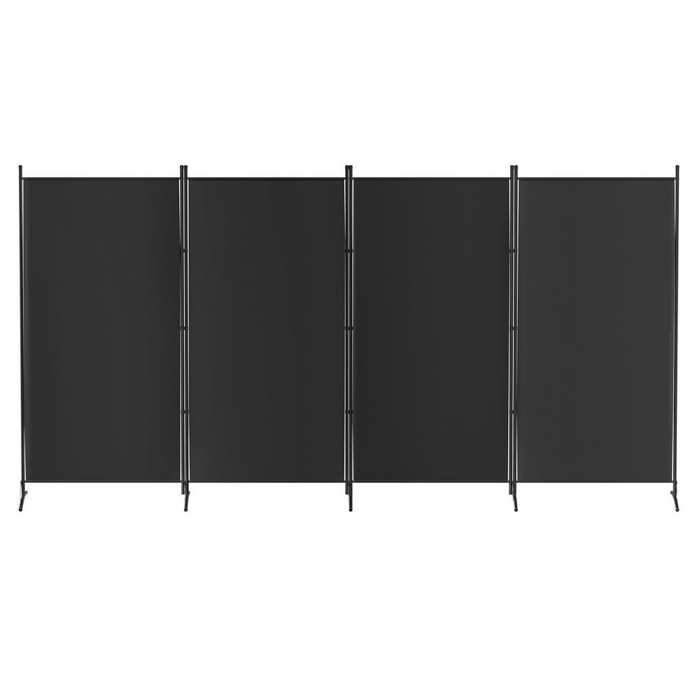 Room Divider, 4 Panels Fabric Folding Privacy Portable Screen Shelf Dividers Partition Wall Screens Home Pet Child Indoor Balcony Bedroom Furniture, Separator Water-Resistant Black