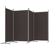 4-Panel Room Divider - Privacy Screen with Brown Fabric - Foldable and Versatile - Perfect for Bedroom or Living Room