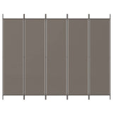 Modern Room Divider - Foldable, 5-Panel Design, Anthracite Fabric, 250 x 220 cm, Ideal for Privacy and Sun Blocking