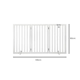 Wooden Pet Gate Dog Fence Retractable Safety Stair Barrier Security Door (White Large-139cm x 80cm x 1.8cm), Baby Playpen, Easy to Fold for Storage Cat Dog Enclosure, Include Two Support Feet