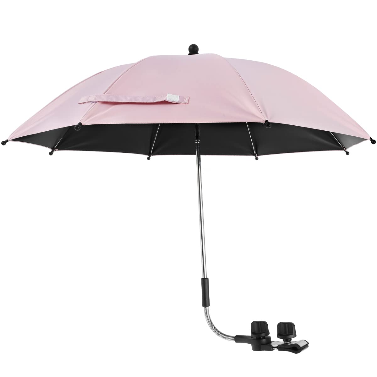 360 UV Protection Waterproof Pram Parasol UPF 50+ UV Protect with Adjustable Clamp and Flexible Arm Umbrella for Pram Stroller Pushchair and Buggy (85cm pink)