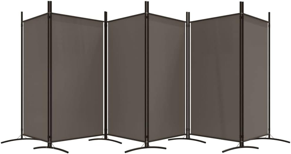 Durable Fabric 6-Panel Room Divider - Anthracite - Versatile Utilisation, Easy to Store, Provides Sun Blockage and Privacy Protection