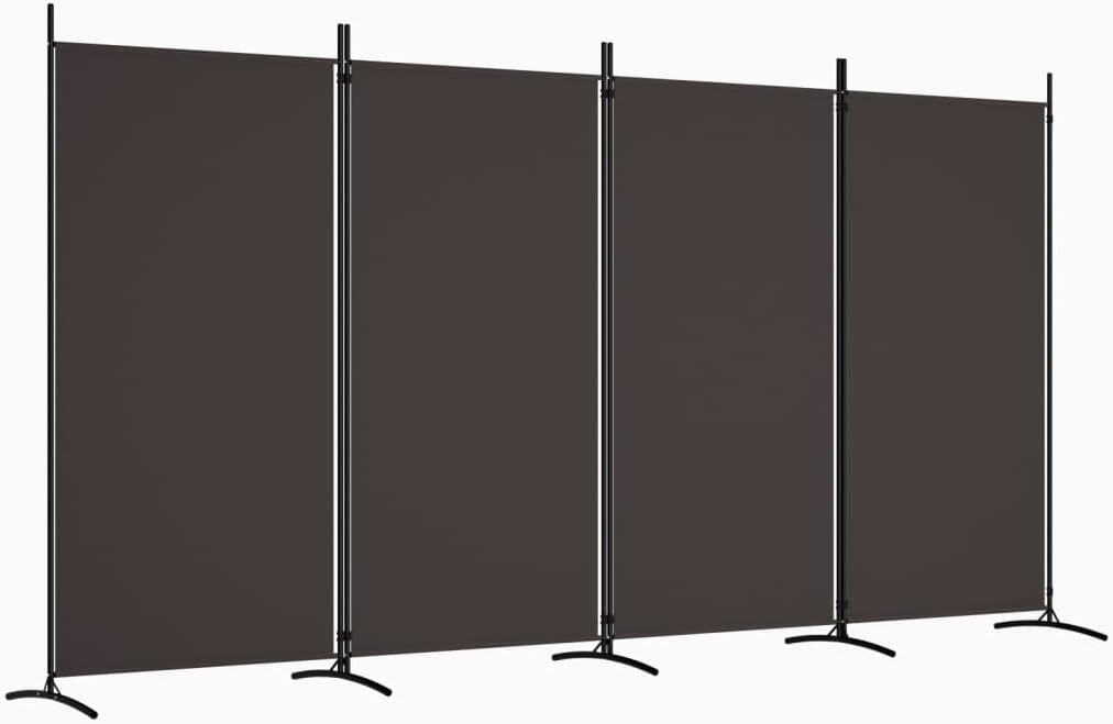 4-Panel Room Divider - Privacy Screen with Brown Fabric - Foldable and Versatile - Perfect for Bedroom or Living Room