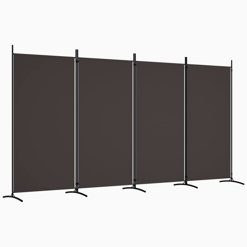 4-Panel Room Divider - Privacy Screen with Brown Fabric - Foldable and Versatile - Perfect for Bedroom or Living Room