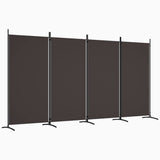 4-Panel Room Divider - Privacy Screen with Brown Fabric - Foldable and Versatile - Perfect for Bedroom or Living Room