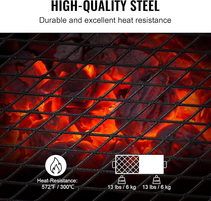 Folding Campfire Grill, Heavy Duty Steel Mesh Grate, 22.4" Portable Camping Grates Over Fire Pit, Camp Fire Cooking Equipment with Legs Carrying Bag, Grilling Rack for Outdoor Open Flame Cooking