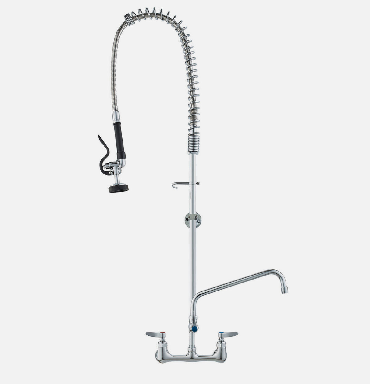 Commercial Wall Mount Kitchen Sink Faucet Pre-Rinse Sprayer 47" Height