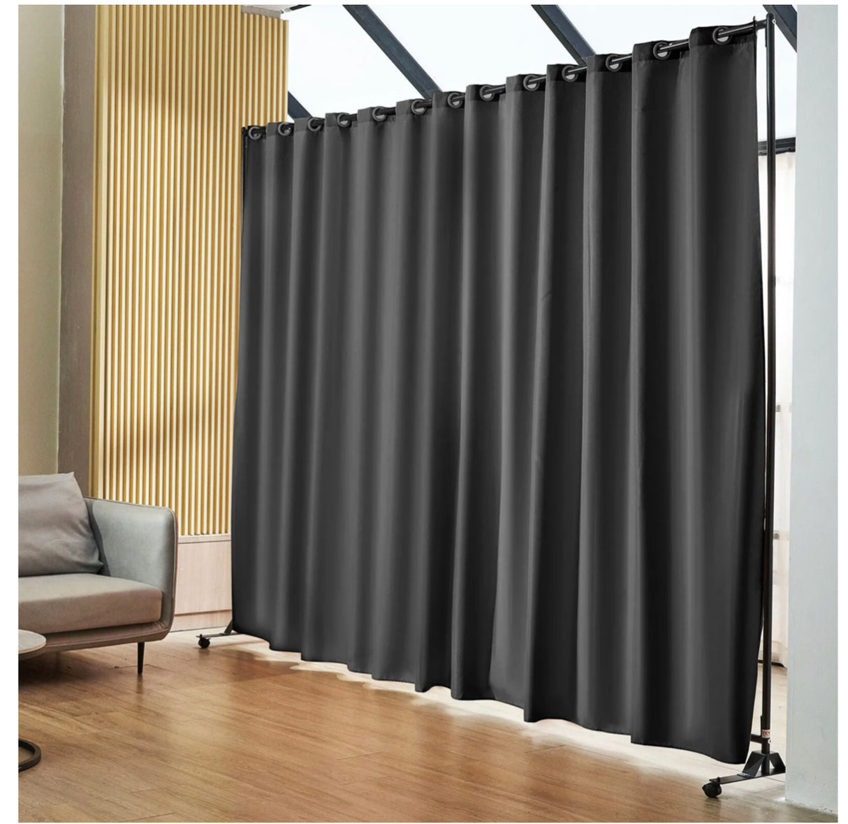 Room Divider Panel Privacy Screen Curtain Stand w/ Wheels 301 x 240cm