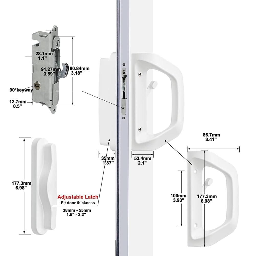 Sliding Patio Door Handle Set with Mortise Lock Heavy Duty Replacement Sliding Glass Door Handle Set Docking Door Lock