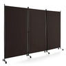 3 Panels Folding Privacy Screen, 180cm Tall Room Divider with Metal Frame & Wear-Resistant Fabric, Freestanding Partition Wall Divider with Rolling Wheels for Home, Office, Hospital