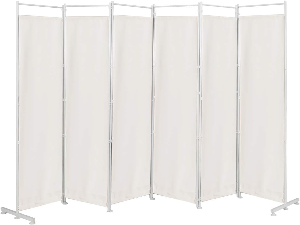 6 Panel Room Divider, 300x180CM Folding Privacy Screen with Steel Frame & Fabric Surface, Standing Wall Separator, Home Office Partition for Bedroom, Living Room, Restaurant