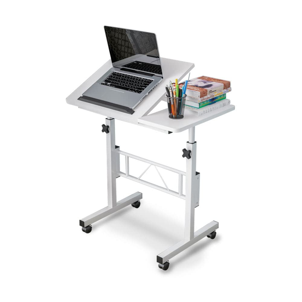 Adjustable Mobile Laptop Desk Notebook Computer iPad PC Stand Table Tray with Wheels