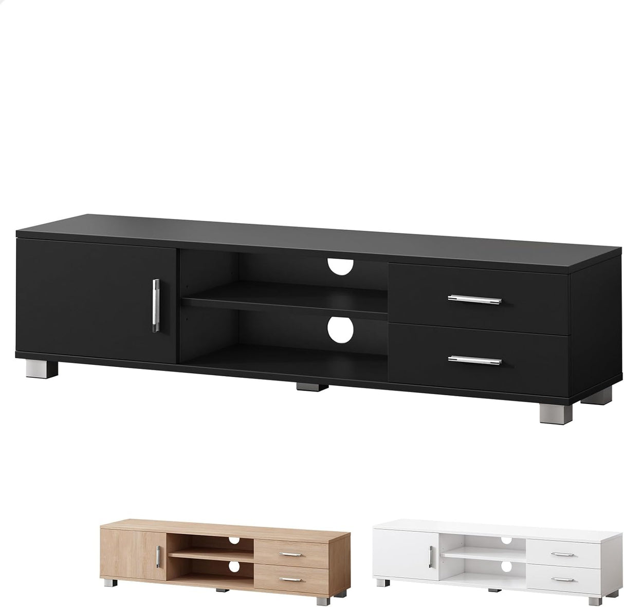 TV Cabinet Stand with 2 Drawers, 2 Shelves and Storage Cabinet, Modern Furniture Entertainment Unit for Living Room, Multimedia Centre, 120 x 30 x 30cm