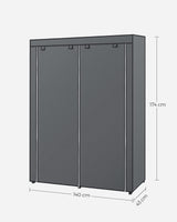 Wardrobe, Clothes Storage Wardrobe for Bedroom with 2 Clothes Rails, Fabric Portable Wardrobe, Collapsible, Clothes Rack, for Closet, 43 x 140 x 174 cm, Grey RYG02GY