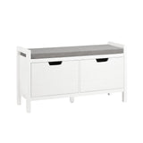 White Shoe Bench Shoe Rack Shoe Cabinet Hallway Storage Bench with Seat Cushion