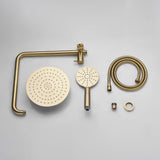 9" Rain Shower Head Set 2 in 1 Shower Rail Wall Mounted 3-Mode Handheld Spray Round Bathroom(Brushed Gold)