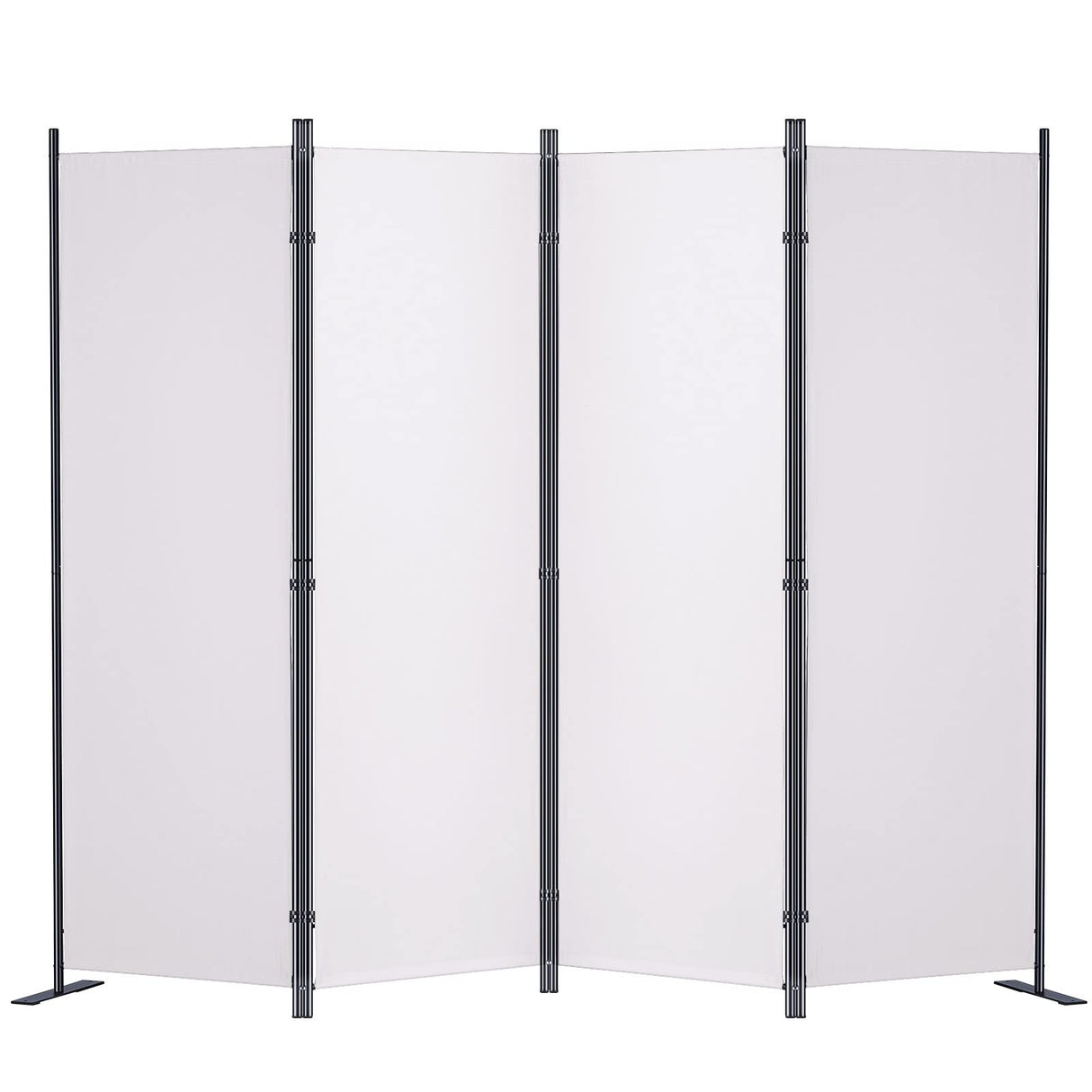 Room Divider, 5.6 ft Room Dividers and Folding Privacy Screens (4-Panel), Fabric Partition Room Dividers for Office, Bedroom, Dining Room, Study, Freestanding, White