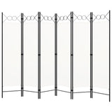 6-Panel Room Divider - Cream White - Iron Frame and Polyester Fabric Screens - Freestanding Partition or Privacy Screen - Size 240x180 cm