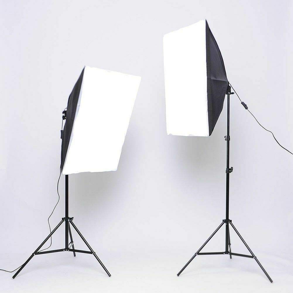 Softbox Lighting Kit, Professional Photography 2X 85W 3200K-5600K Dimmable LED Continuous Light Studio Equipment with 50x70cm Soft box Reflectors for Portrait Product Fashion Shooting.