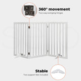 Wooden Pet Gate Dog Fence Retractable Safety Stair Barrier Security Door (White Large-139cm x 80cm x 1.8cm), Baby Playpen, Easy to Fold for Storage Cat Dog Enclosure, Include Two Support Feet