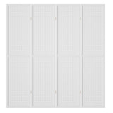 Artiss Room Divider, 4 Panels Folding Privacy Portable Screen Shelf Dividers Partition Wall Screens Home Pet Child Indoor Bedroom Furniture, Separator Water-Resistant Pegboard Stand Hollow White