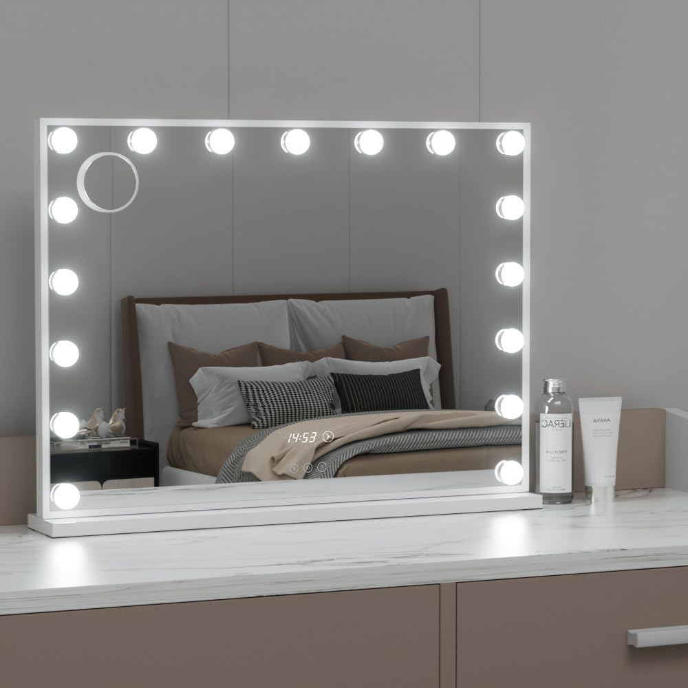 Embellir Hollywood Makeup Mirror, 80 x 60cm Vanity Mirrors Beauty Cosmetic Dressing Bathroom Decor, 17 LED Light Bulbs with 10X Magnification Frame Tabletop Lights Rectangle Dimmable