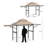 Patio BBQ Grill Gazebo Side Awnings Shelves 2-Tier Canopy Outdoor 413 x 122cm