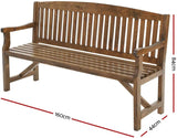 Outdoor Garden Bench Seat, 160cm Length Wooden Benches Relax Lounge Chair Dining Chairs Lounger Park Patio Porch Backyard Terrace Balcony Kids Furniture, 3 Timber Water-Repellent