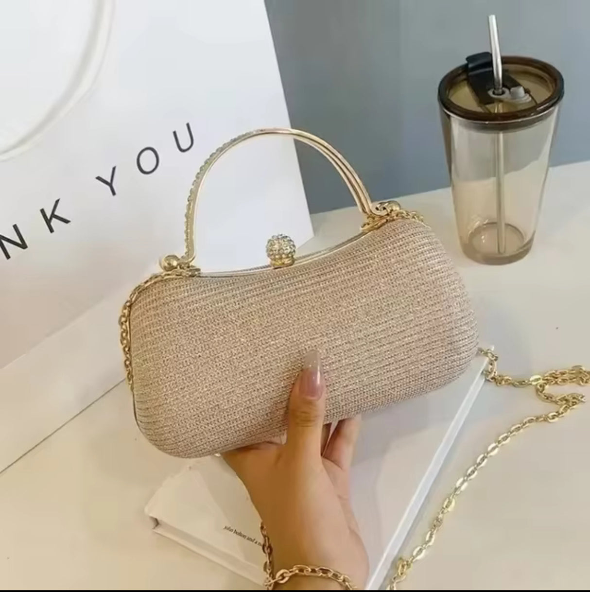 Evening Clutch Bag Women Bag Shiny Handbag Heart Shape Metal Clutches Bag Fashion Chain Shoulder Crossbody Luxury Lady Purse