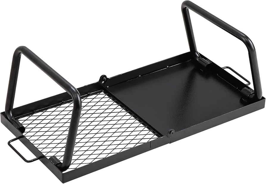 Folding Campfire Grill, Heavy Duty Steel Mesh Grate, 22.4" Portable Camping Grates Over Fire Pit, Camp Fire Cooking Equipment with Legs Carrying Bag, Grilling Rack for Outdoor Open Flame Cooking