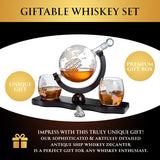 Whiskey & Wine Decanter Globe World Set with Globe Glasses Anniversary Birthday House Warming for Liquor Scotch Bourbon Vodka, for Him Husband, Globe The Wine Savant - 850ml - Whiskey Decanter Globe