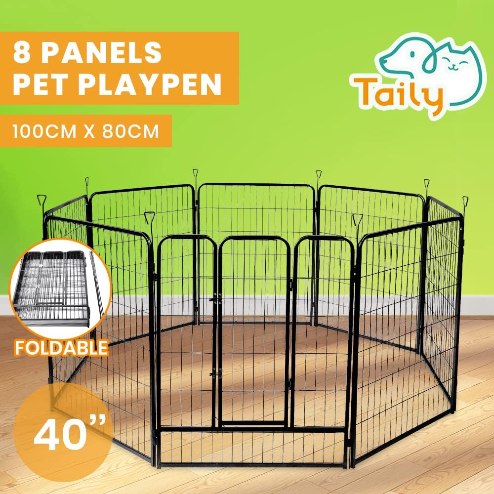 Playpen 8 Panel Pet Cage Puppy Pen Enclosure Fence Exercise Foldable Metal Play Yard