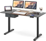 Electric Height Adjustable Standing Desk, Ergonomic Sit Stand Desk, Stand up Computer Workstation w/USB Charging Port, Storage Drawer, 2 Cable Holes, for Home Office 140 x 70 cm