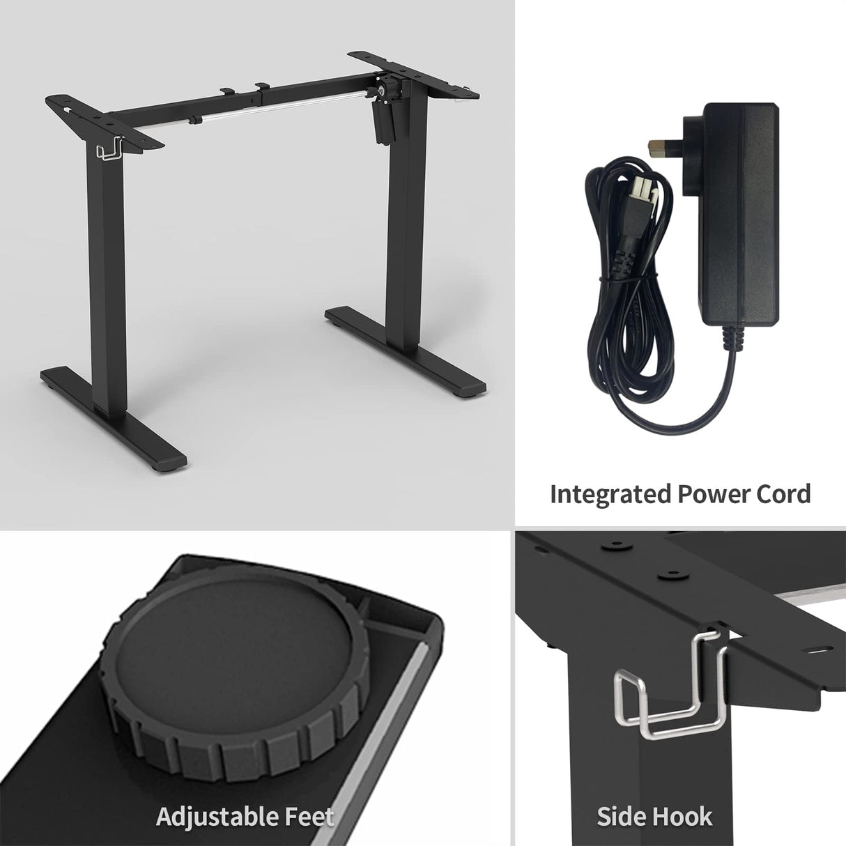 Height Adjustable Standing Desk Frame, Electric Sit Stand Desk Base with Automatic Memory Smart Handset (Black Frame, Without Desktop)