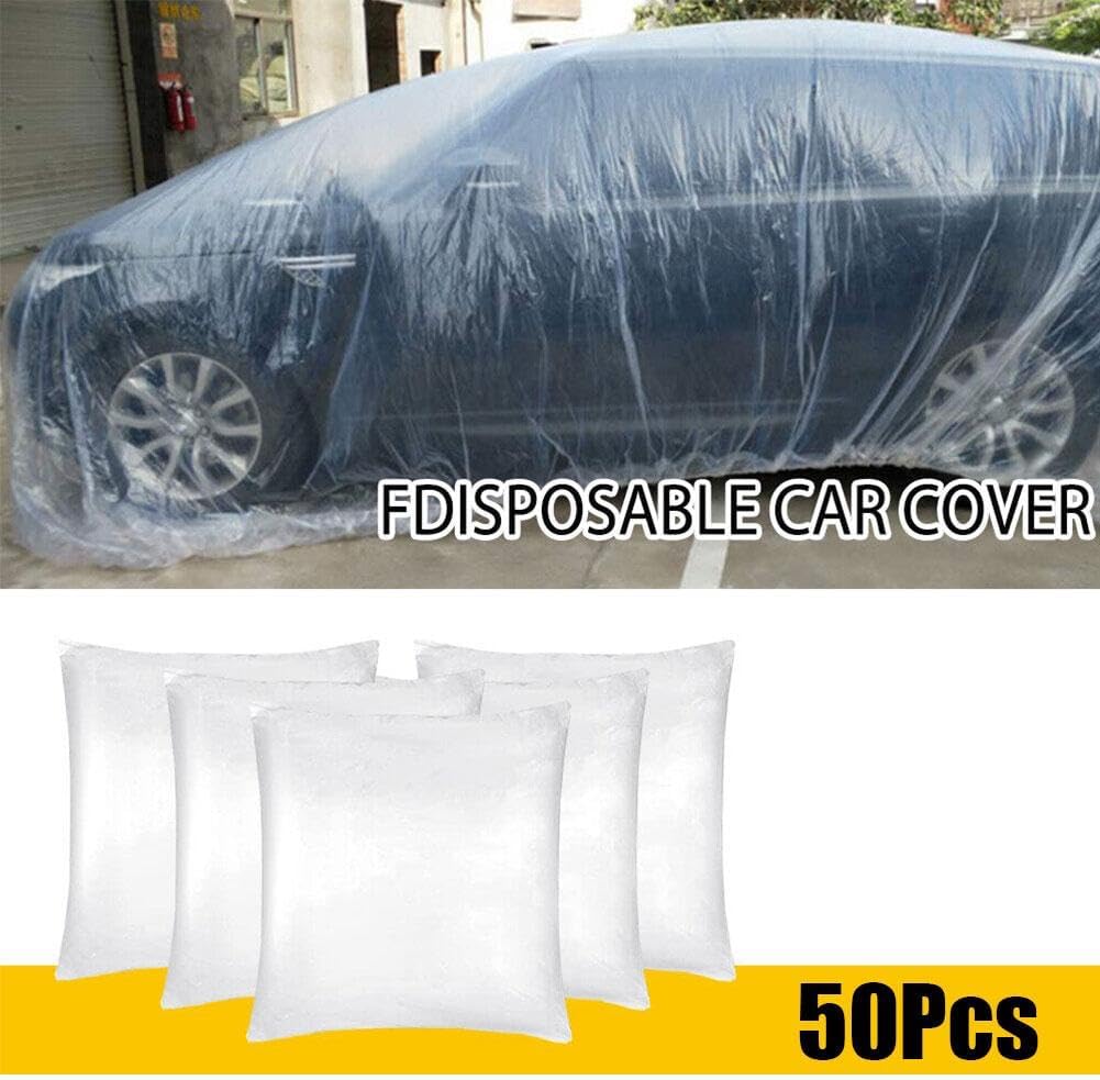 Universal Plastic Car Cover Disposable Clear Car Cover,Waterproof Dustproof Full Covers,Clear Car Protector for Sedan Outdoor Snow Rain Weather