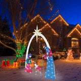 Outdoor Christmas Decorations Lighted Nativity Scene, 5ft Light Up Nativity Scene Yard Sign LED Nativity Set with Ground Stakes for Lawn, Xmas Holiday Party Garden Decor