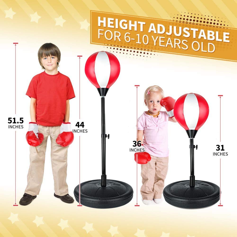 Punching Bag for Age 5, 6, 7, 8 Years Old Boys, Boxing Bag Set Toy with Boxing Gloves, Height Adjustable Kids Punching Bag, Ideal Xmas Birthday Gift